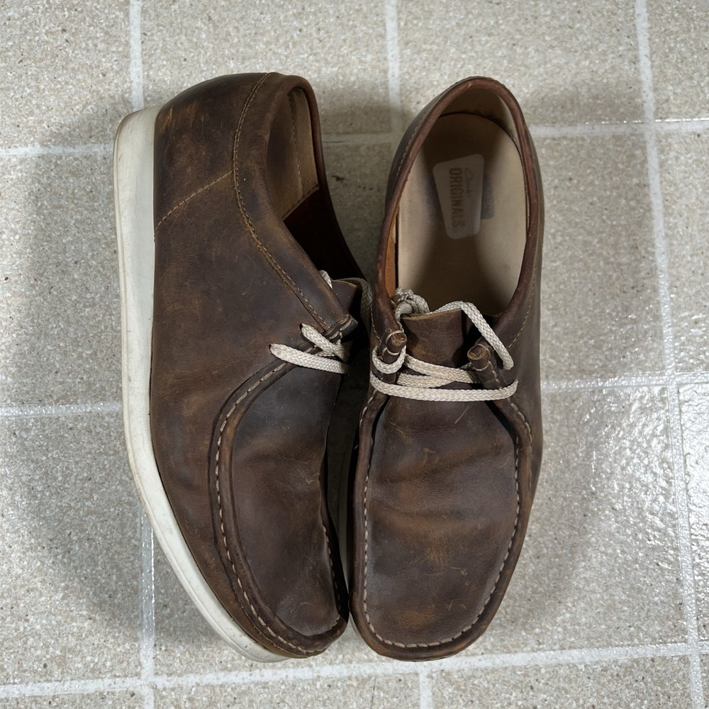 Clarks Originals Shoes Wallabee Mens 11 M Beeswax Brown Leather Moccasins Casual